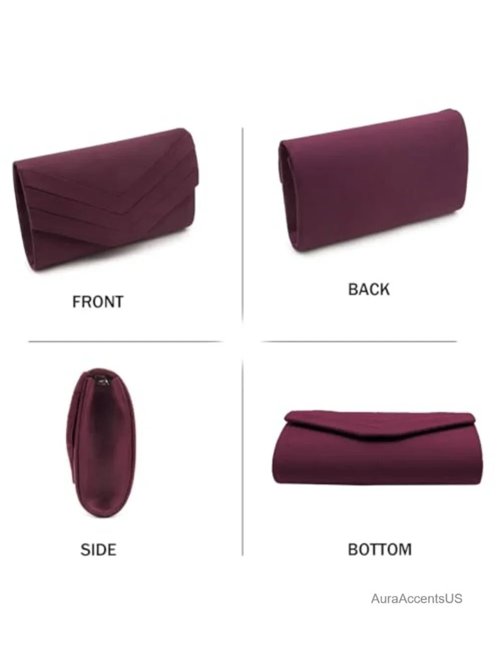 Suede Pleated Evening Clutch Bag with Magnetic Closure, Silver Chain, Crossbody